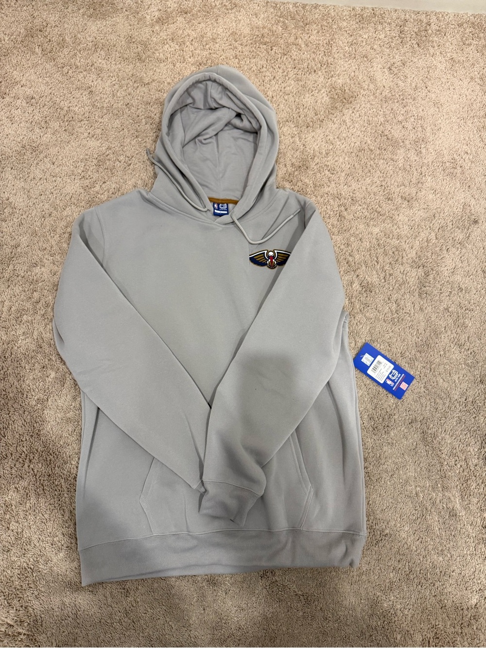 New Orleans Pelicans Ultra Game Hoodie Mens Large Gray Pullover Sweatshirt NWT
